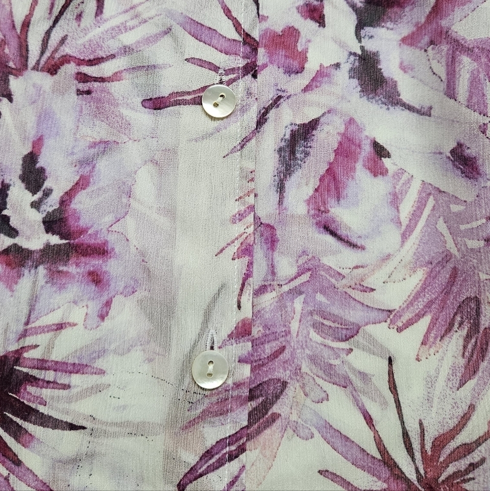 Tommy Bahama Silk Button Down Pink And White Floral Blouse Women's Size XS - Picture 5 of 8